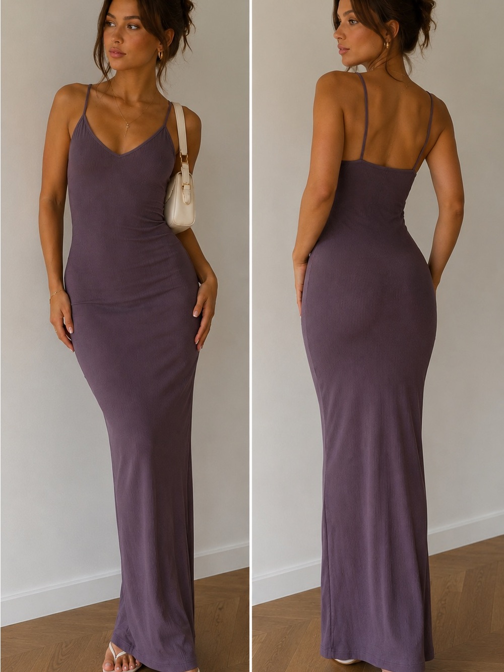 Women’s Sleeveless V-Neck Maxi Dress in Dusty Plum